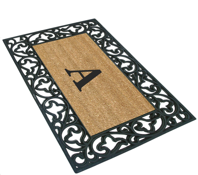 Nedia Home Monogrammed Acanthus 22" x 36" Rubber Coir Doormat — View 54