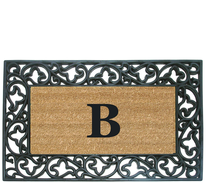Nedia Home Monogrammed Acanthus 22" x 36" Rubber Coir Doormat — View 5