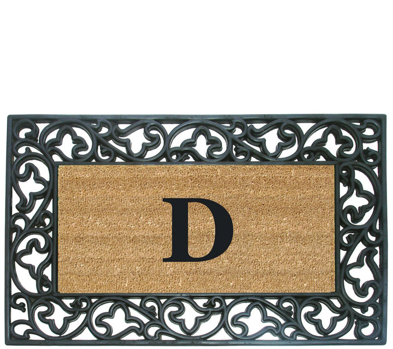 Nedia Home Monogrammed Acanthus 22" x 36" Rubber Coir Doormat — View 9