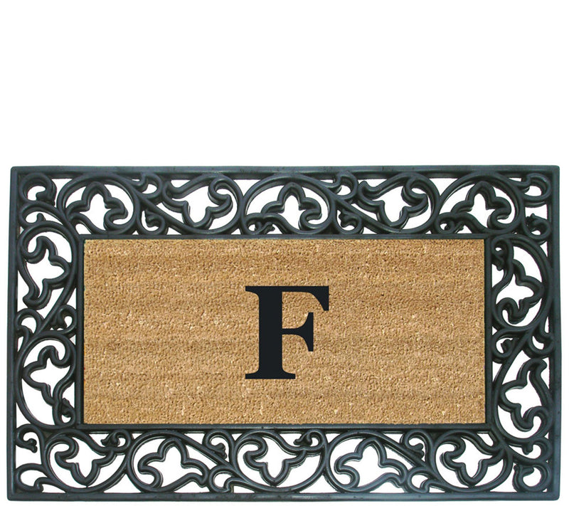 Nedia Home Monogrammed Acanthus 22" x 36" Rubber Coir Doormat — View 13
