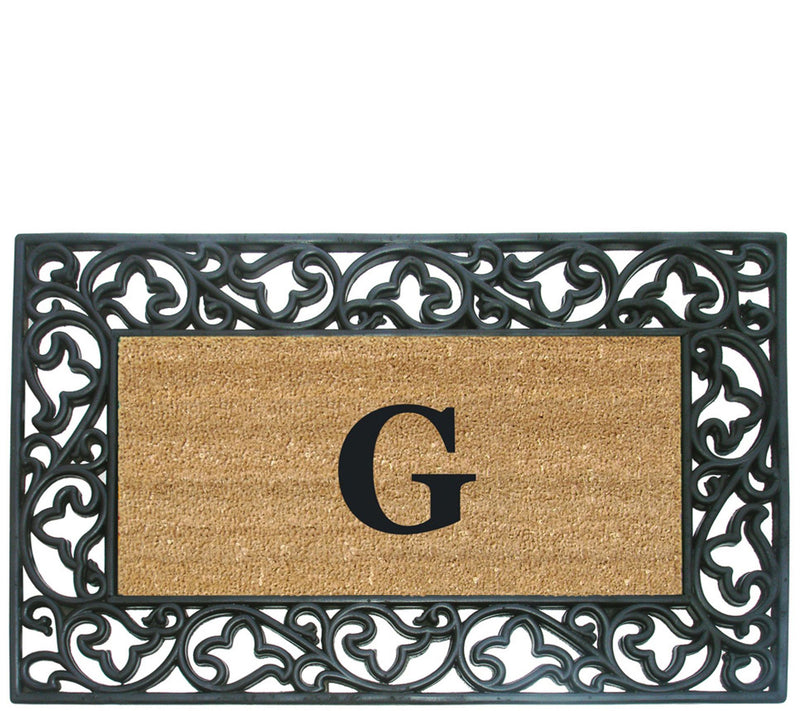 Nedia Home Monogrammed Acanthus 22" x 36" Rubber Coir Doormat — View 15