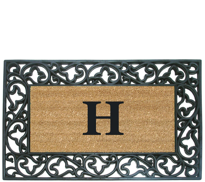 Nedia Home Monogrammed Acanthus 22" x 36" Rubber Coir Doormat — View 17