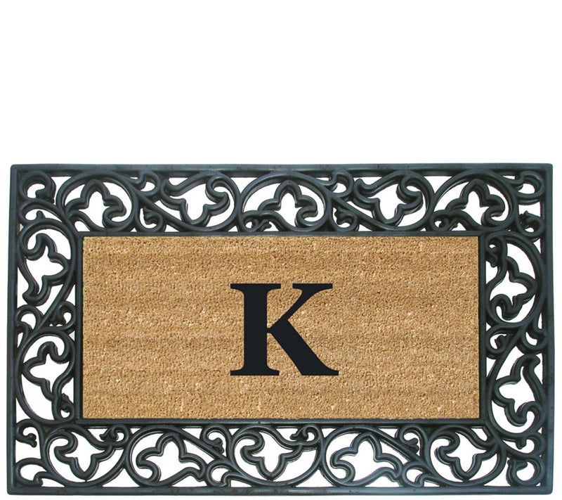 Nedia Home Monogrammed Acanthus 22" x 36" Rubber Coir Doormat — View 23