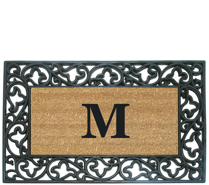 Nedia Home Monogrammed Acanthus 22" x 36" Rubber Coir Doormat — View 27