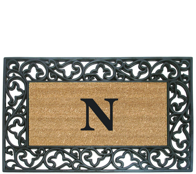 Nedia Home Monogrammed Acanthus 22" x 36" Rubber Coir Doormat — View 29