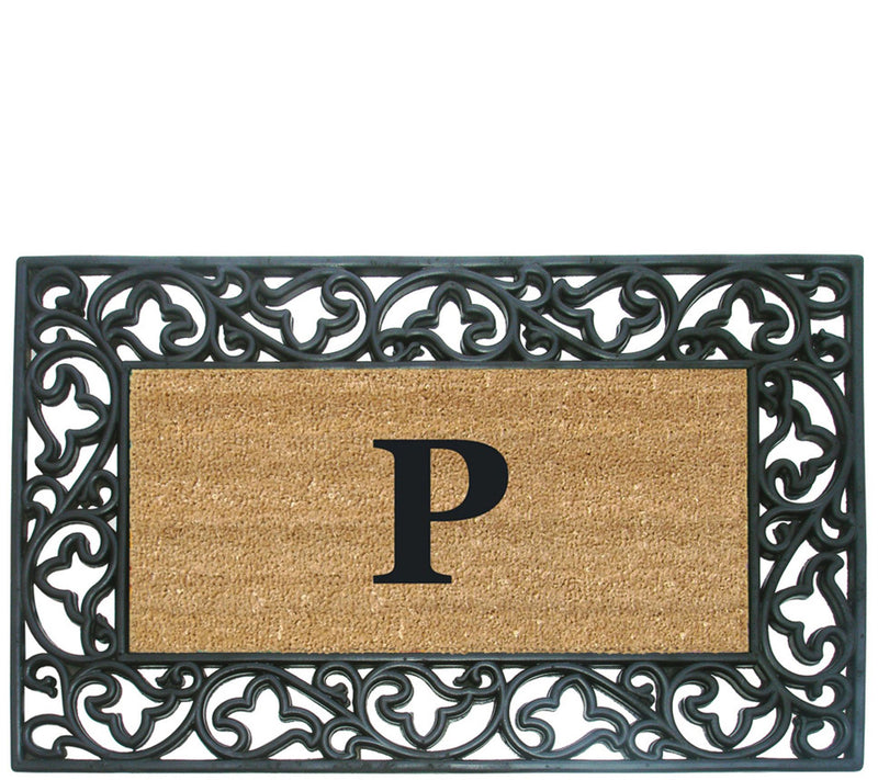 Nedia Home Monogrammed Acanthus 22" x 36" Rubber Coir Doormat — View 33