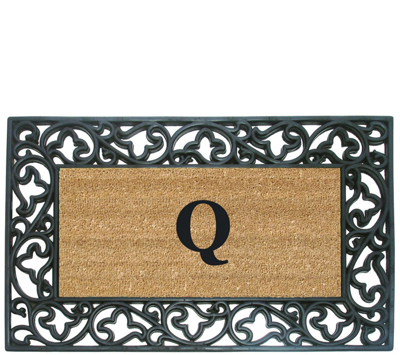 Nedia Home Monogrammed Acanthus 22" x 36" Rubber Coir Doormat — View 35