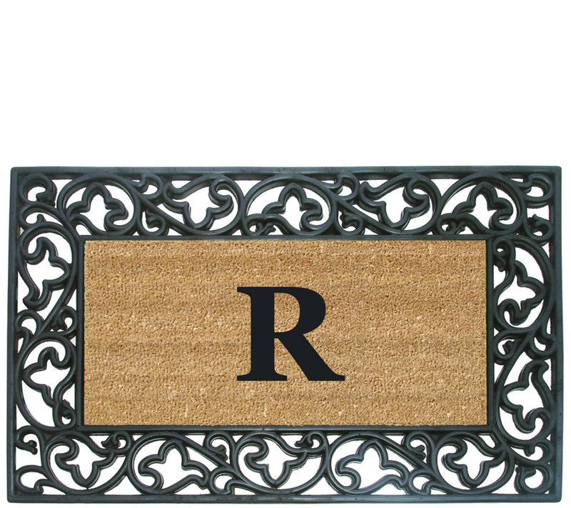 Nedia Home Monogrammed Acanthus 22" x 36" Rubber Coir Doormat — View 37