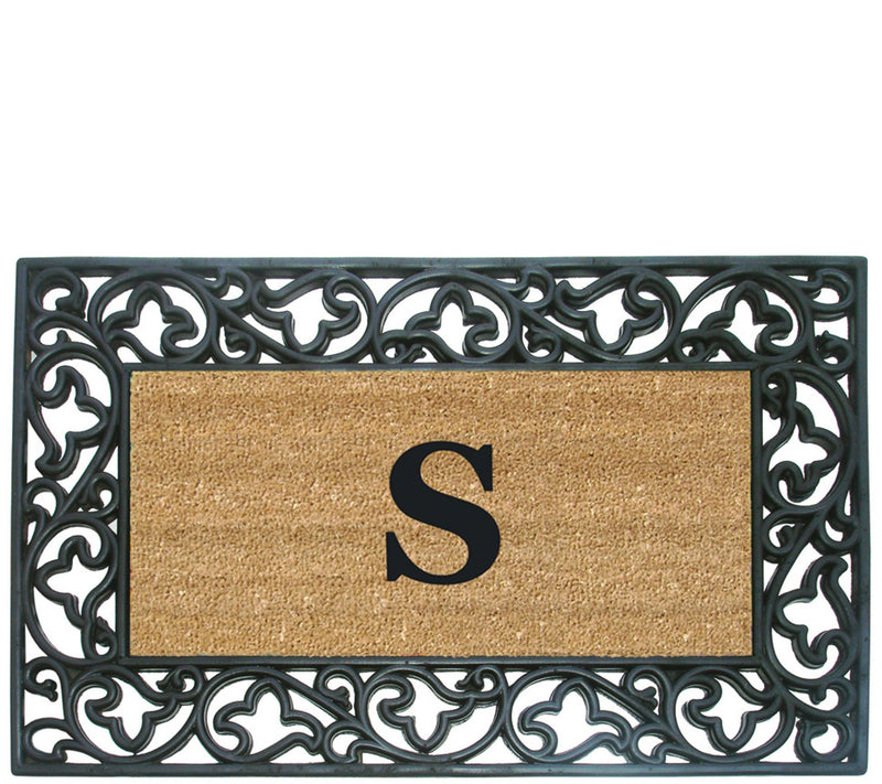 Nedia Home Monogrammed Acanthus 22" x 36" Rubber Coir Doormat — View 39