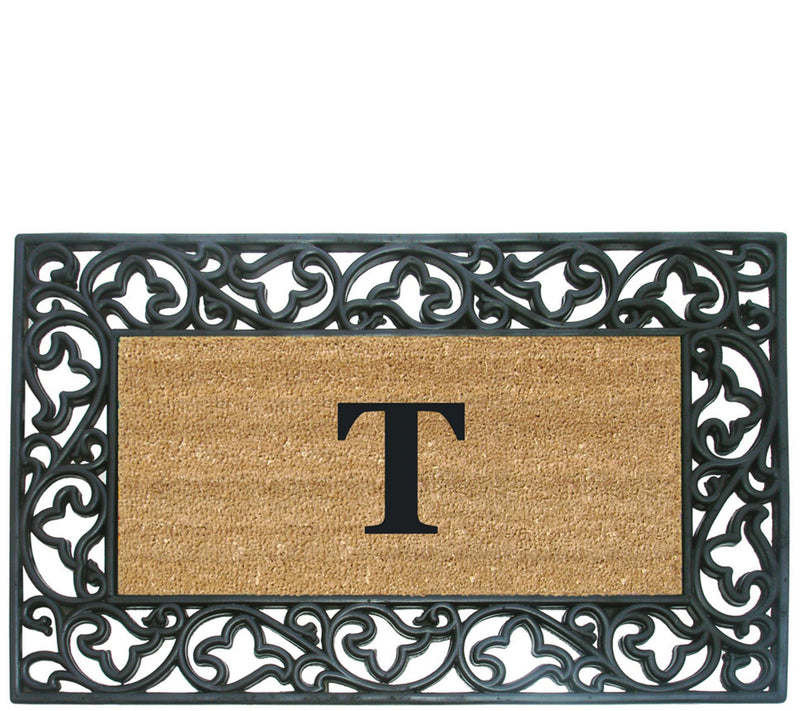 Nedia Home Monogrammed Acanthus 22" x 36" Rubber Coir Doormat — View 41