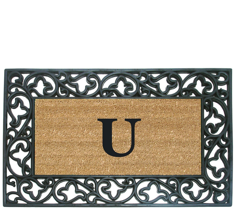 Nedia Home Monogrammed Acanthus 22" x 36" Rubber Coir Doormat — View 43