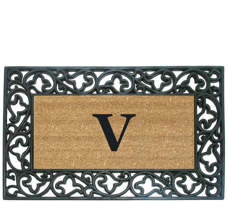 Nedia Home Monogrammed Acanthus 22" x 36" Rubber Coir Doormat — View 45