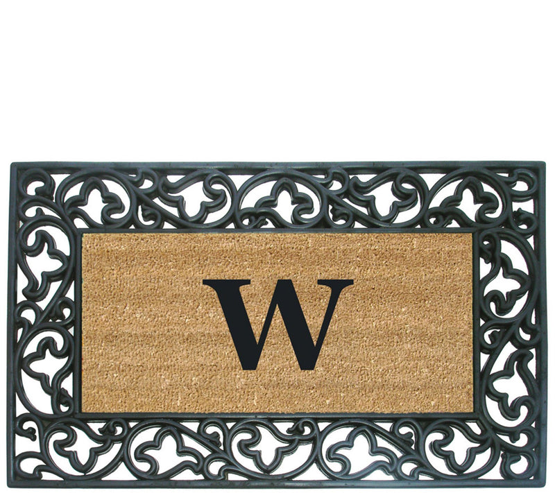 Nedia Home Monogrammed Acanthus 22" x 36" Rubber Coir Doormat — View 47