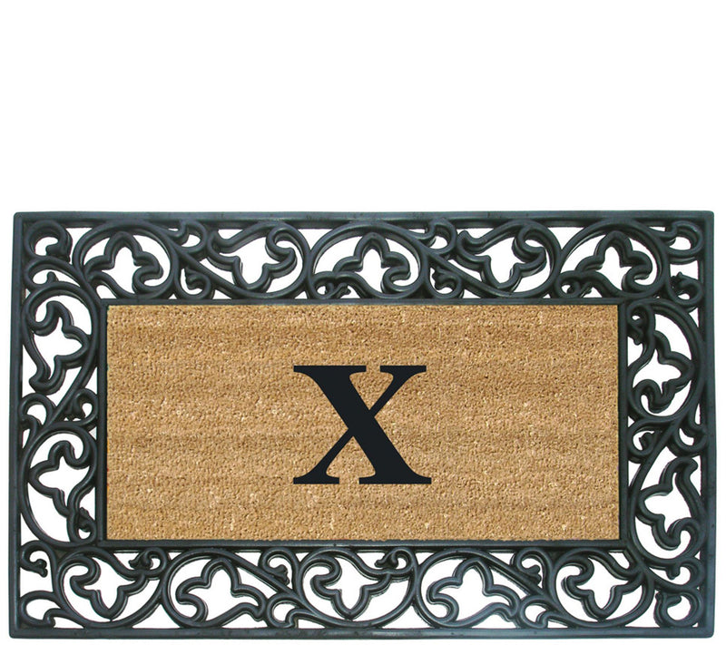 Nedia Home Monogrammed Acanthus 22" x 36" Rubber Coir Doormat — View 49
