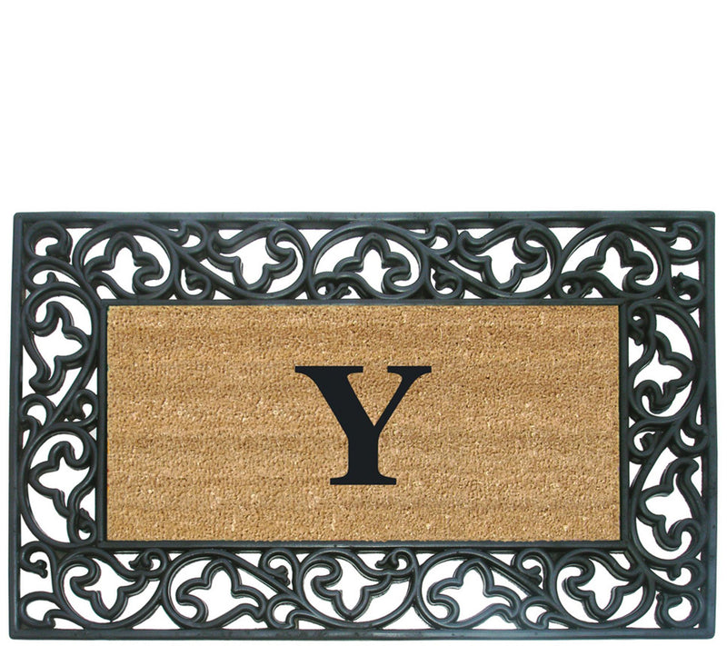 Nedia Home Monogrammed Acanthus 22" x 36" Rubber Coir Doormat — View 51