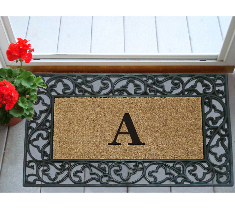 Nedia Home Monogrammed Acanthus 22" x 36" Rubber Coir Doormat — View 55