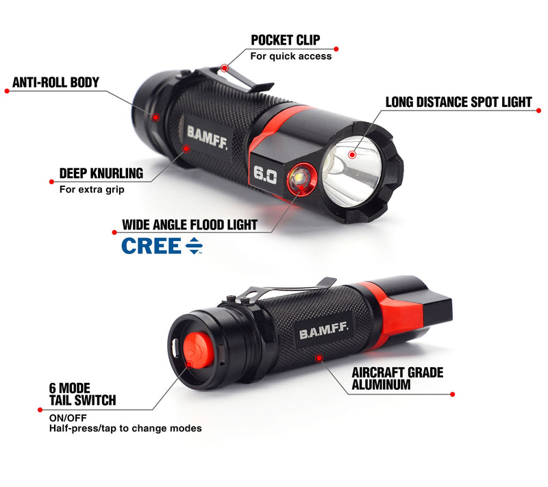 BAMFF 6.0-600 Lumen Rechargeable Dual LED Flashlight — View 4