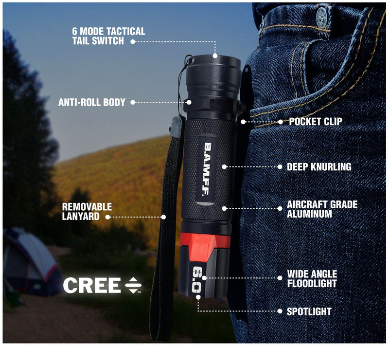 BAMFF 6.0-600 Lumen Rechargeable Dual LED Flashlight — View 5