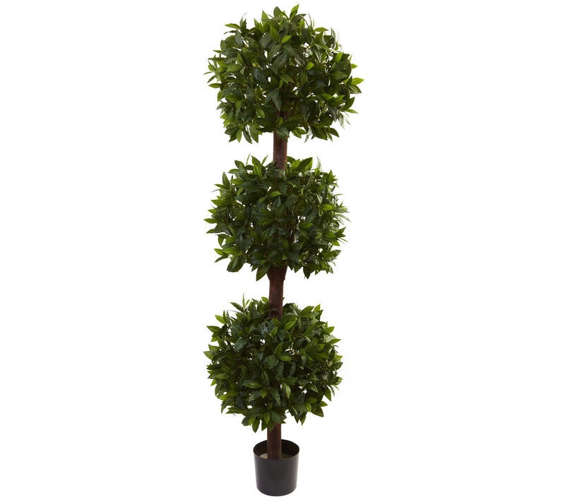 6.5' Sweet Bay Triple Ball Topiary by Nearly Natural — Main view
