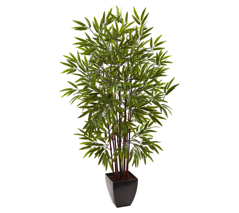 5' Bamboo Silk Tree with Planter by Nearly Natural — Main view