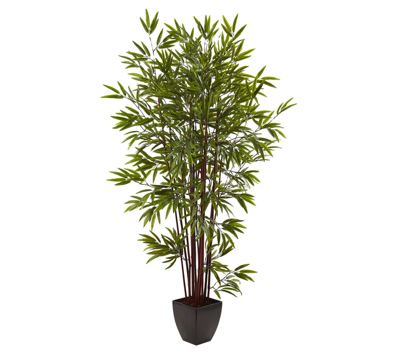 6' Bamboo Silk Tree with Planter by Nearly Natural — Main view