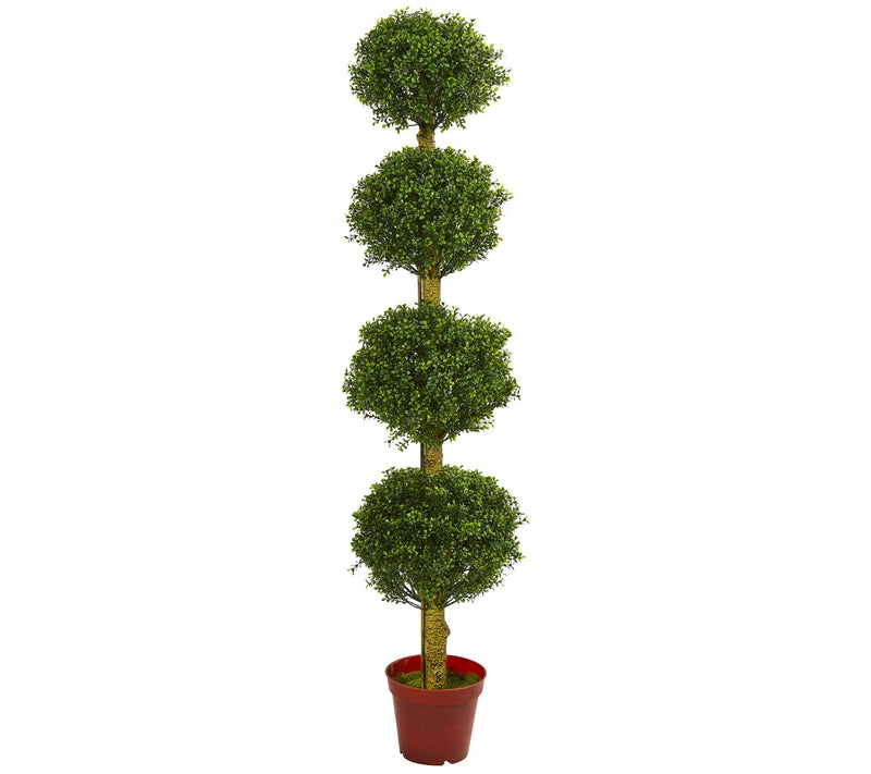 6' Four-Tier Boxwood Topiary Tree by Nearly Natural — Main view