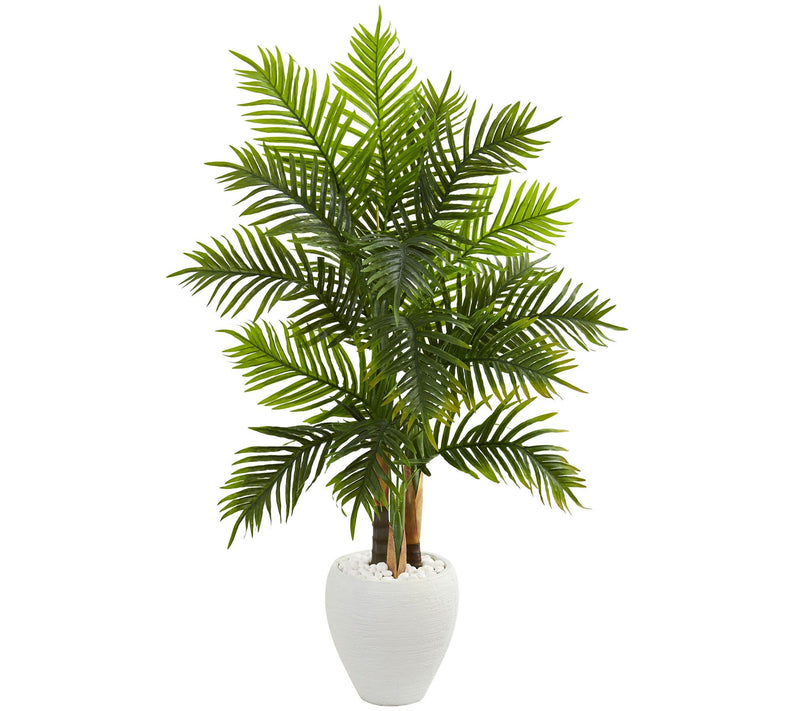 5' Areca Palm Tree in White Planter by Nearly Natural — Main view