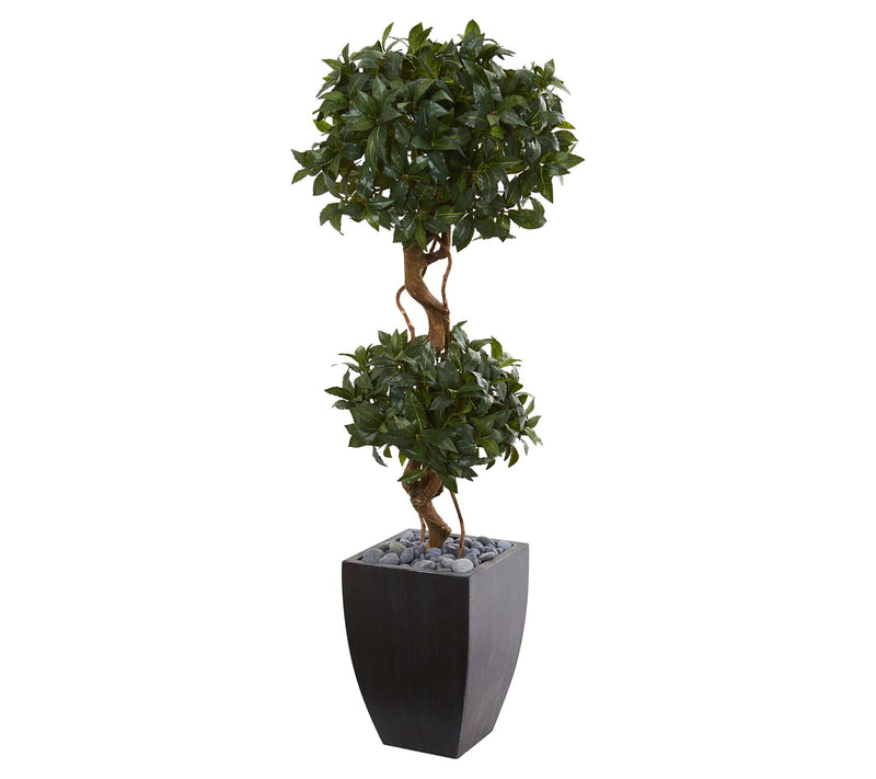 4.5' Sweet Bay Double Topiary Tree by Nearly Natural — Main view