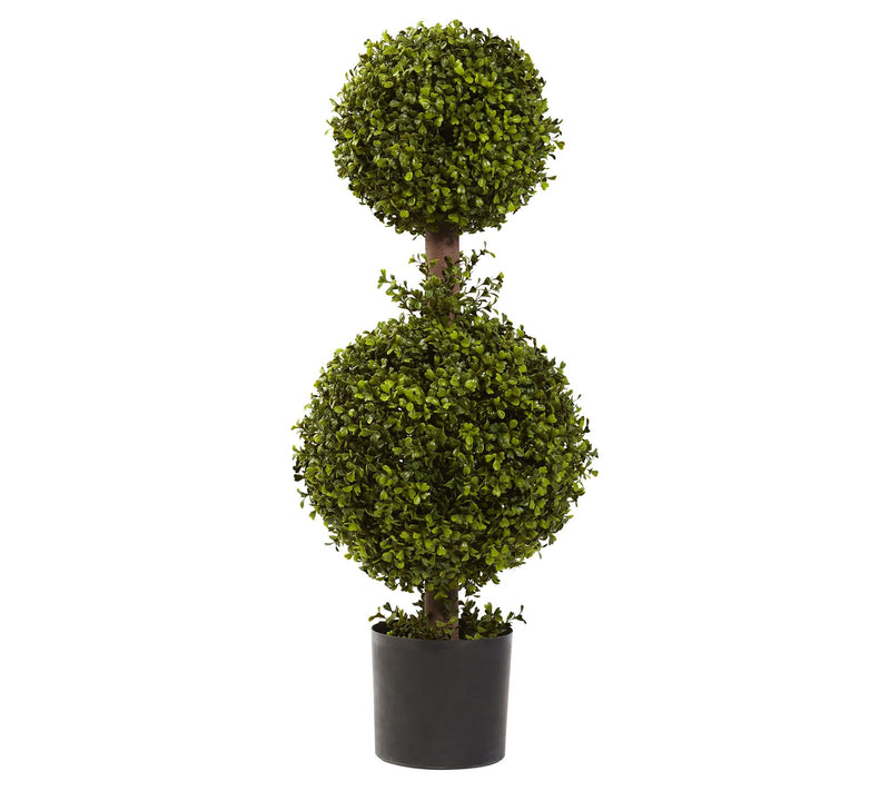 35" Double Boxwood Topiary by Nearly Natural — Main view