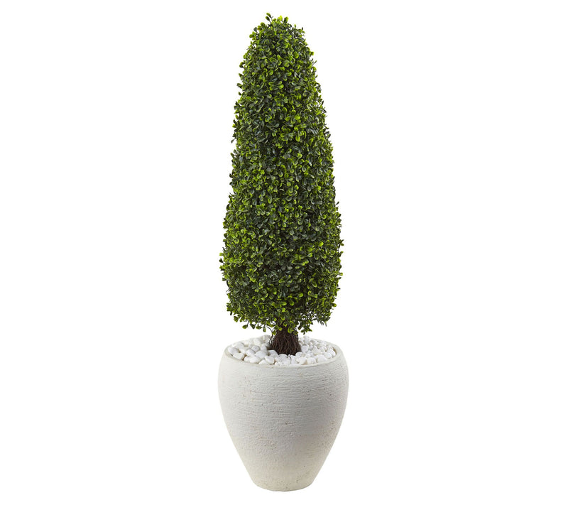 41" Boxwood Topiary with Planter by Nearly Natural — Main view