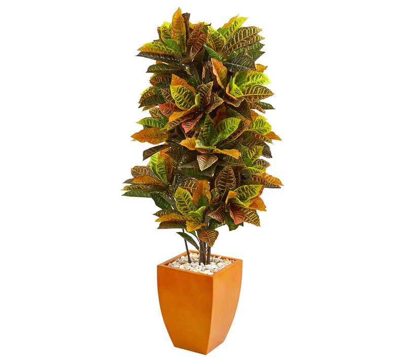 5.5' Croton Artificial Plant in Planter by Nearly Natural — Main view