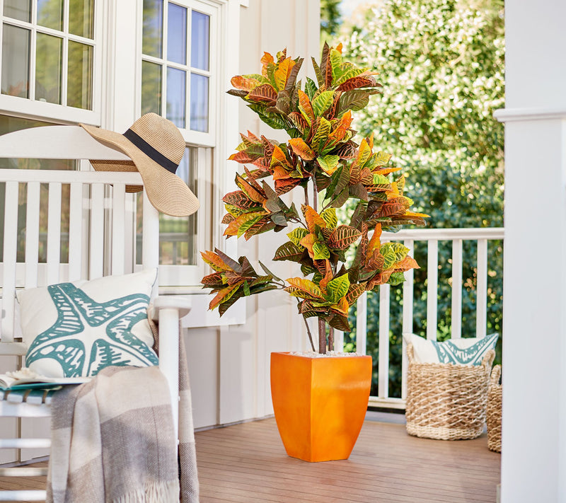 5.5' Croton Artificial Plant in Planter by Nearly Natural — View 2