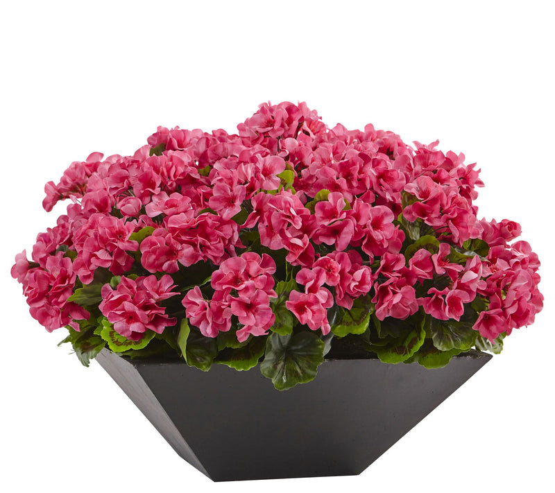 Geranium with Black Planter by Nearly Natural — View 5