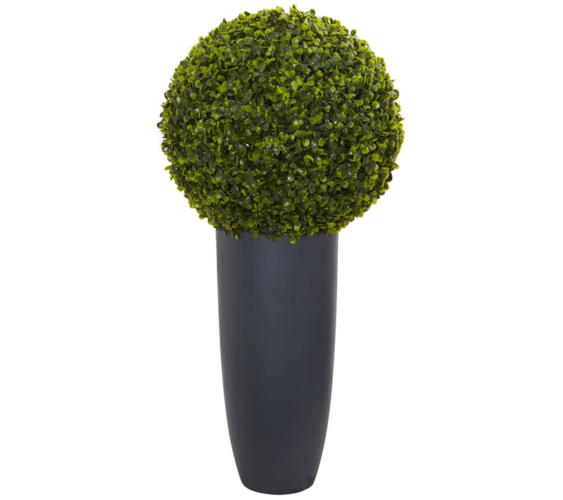 30" Boxwood Topiary in Gray Planter by Nearly Natural — Main view