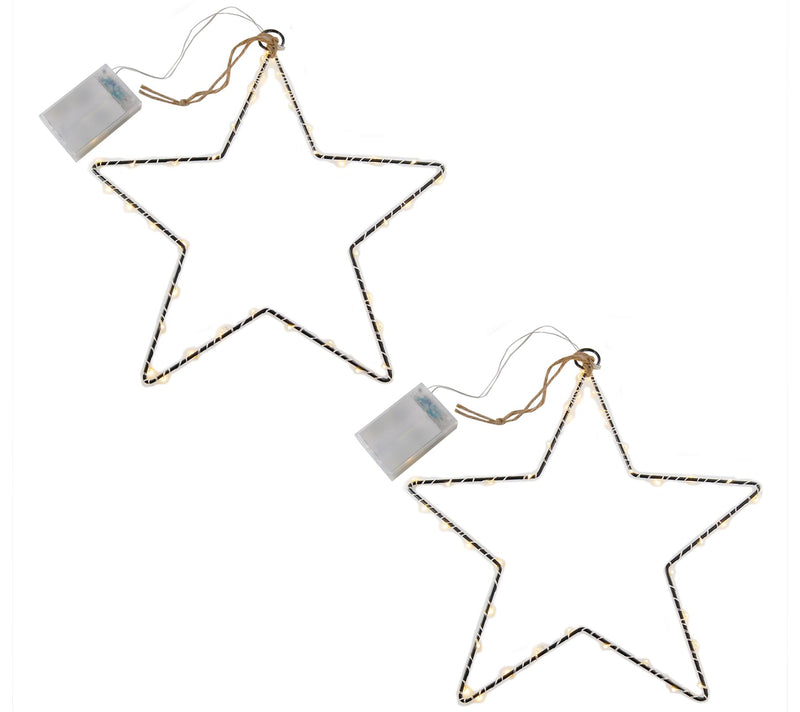 LumaBase Set of 2 Metal Stars Wrapped with LEDString Lights — Main view