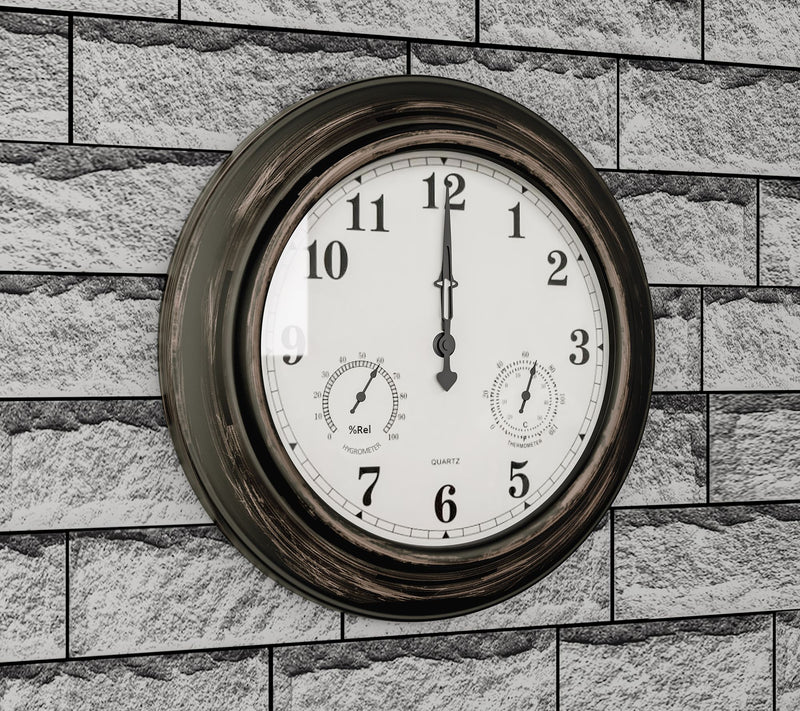 Pure Garden 18" Indoor Outdoor Wall Clock Thermometer — View 10