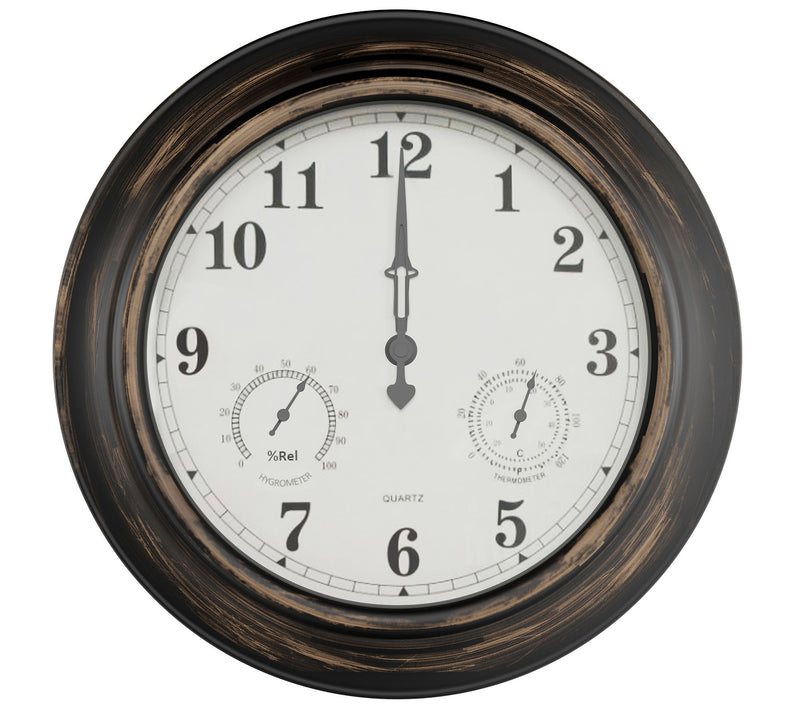 Pure Garden 18" Indoor Outdoor Wall Clock Thermometer — Main view