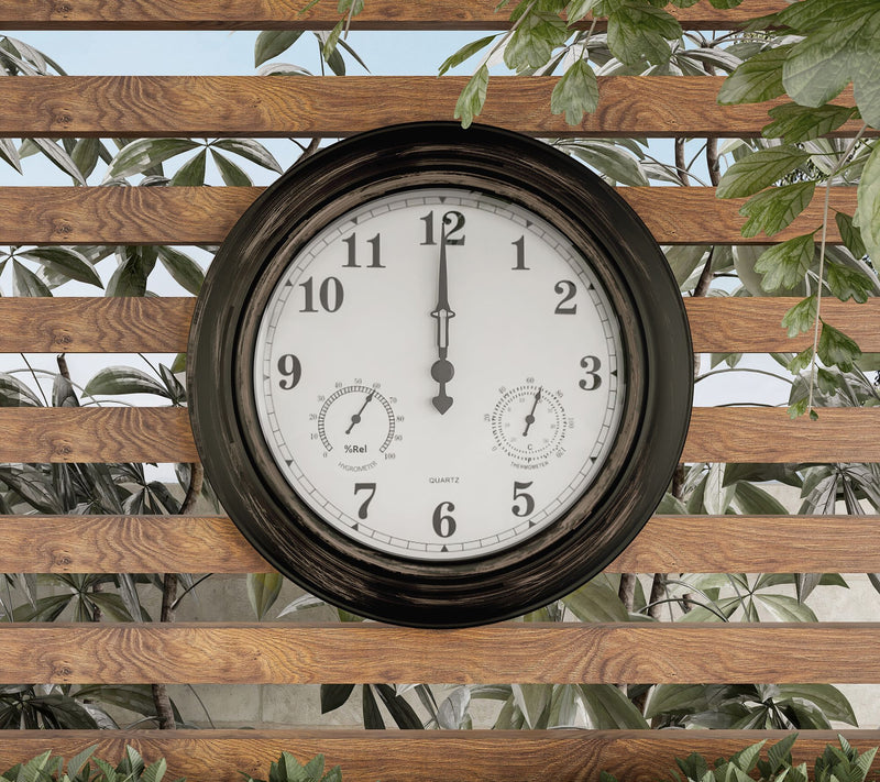 Pure Garden 18" Indoor Outdoor Wall Clock Thermometer — View 11