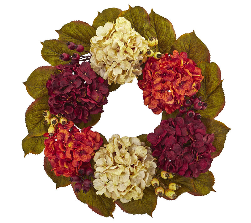 20" Hydrangea Berry Artificial Wreath by NearlyNatural — Main view