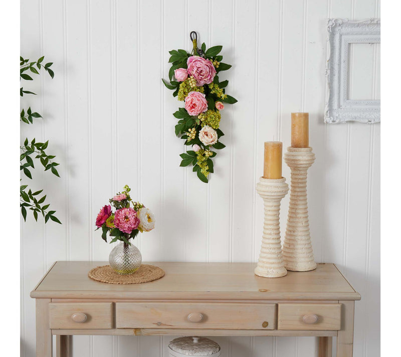 24' Mixed Peony & Hydrangea Teardrop by Nearly Natural — View 3