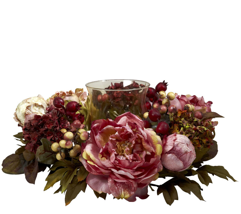 Peony Hydrangea Candelabrum by Nearly Natural — Main view