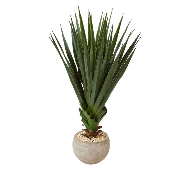 Spiked Agave in Sand Colored Bowl by Nearly Natural — Main view