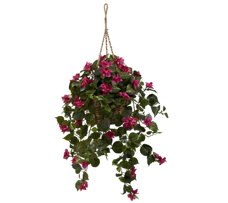 Bougainvillea Silk Hanging Basket by Nearly Natural — Main view