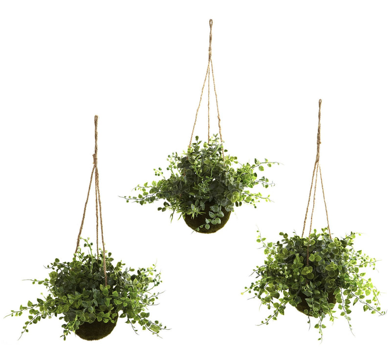 Eucalyptus Hanging Basket Set of 3 by Nearly Natural — Main view