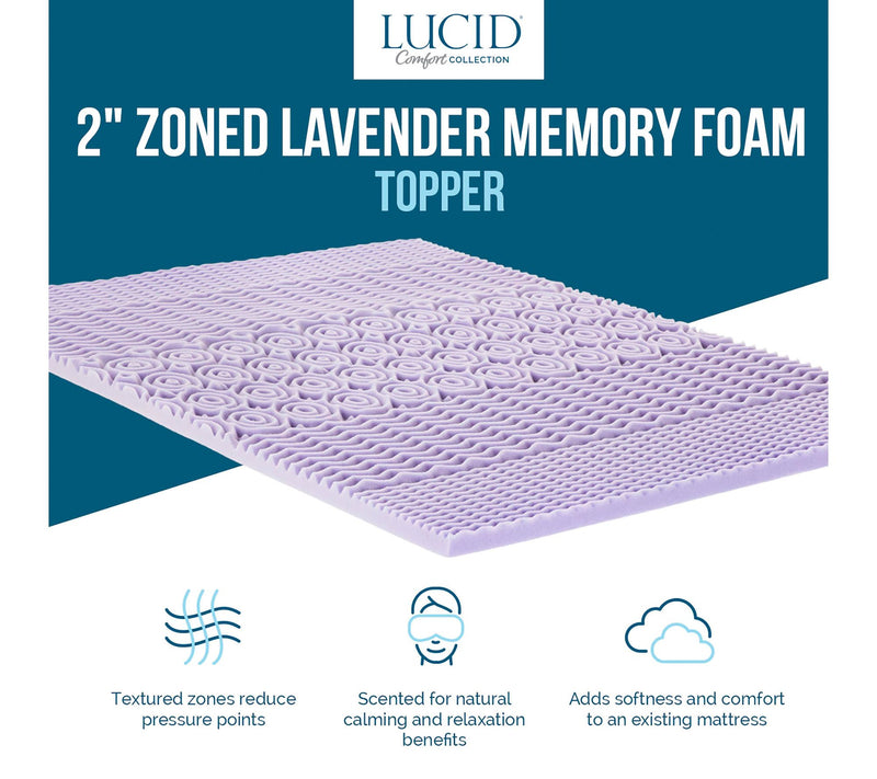 Lucid Comfort Collection 2" Zoned Lavender Topper - Full — View 6