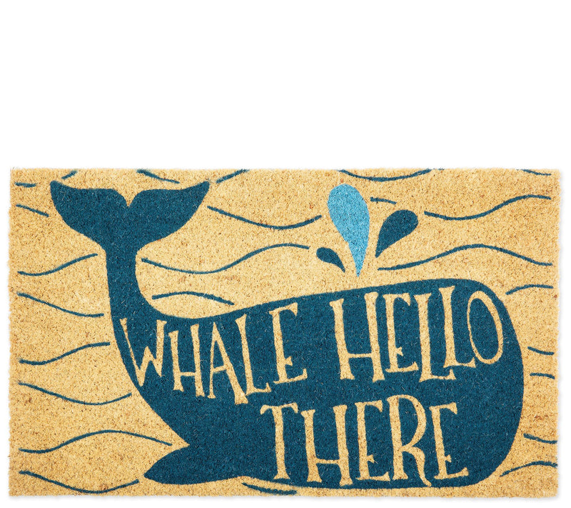 Whale Hello There Natural Coir Doormat with Nonslip Back — Main view