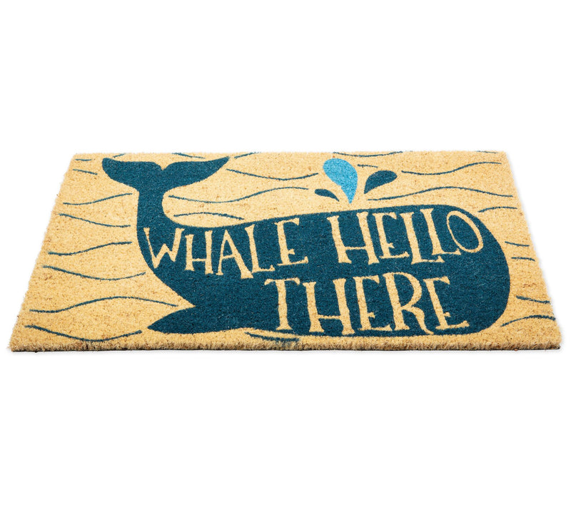 Whale Hello There Natural Coir Doormat with Nonslip Back — View 2