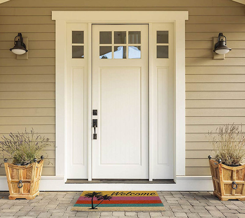 Welcome Palm Trees Natural Coir Doormat with Nonslip Back — View 3