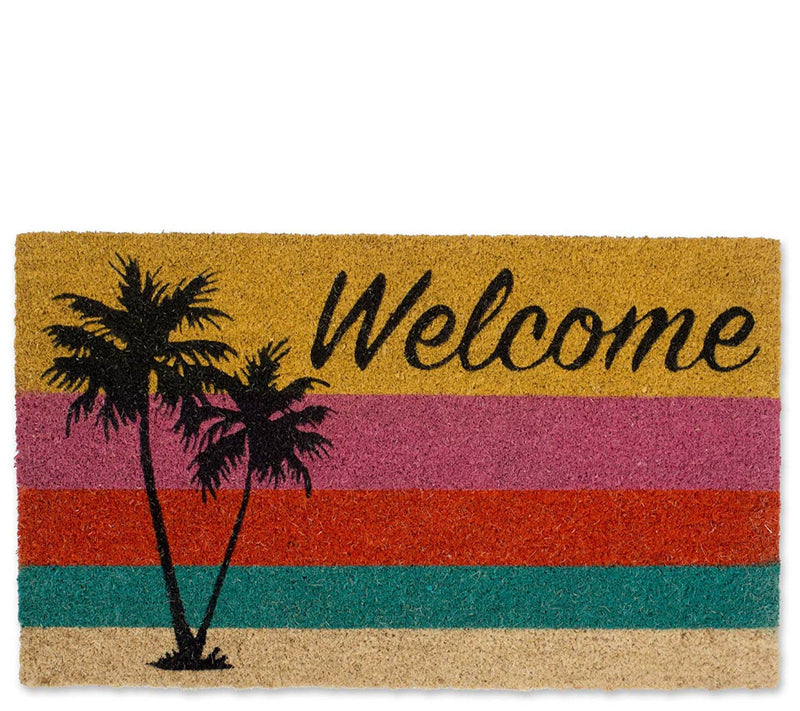 Welcome Palm Trees Natural Coir Doormat with Nonslip Back — Main view