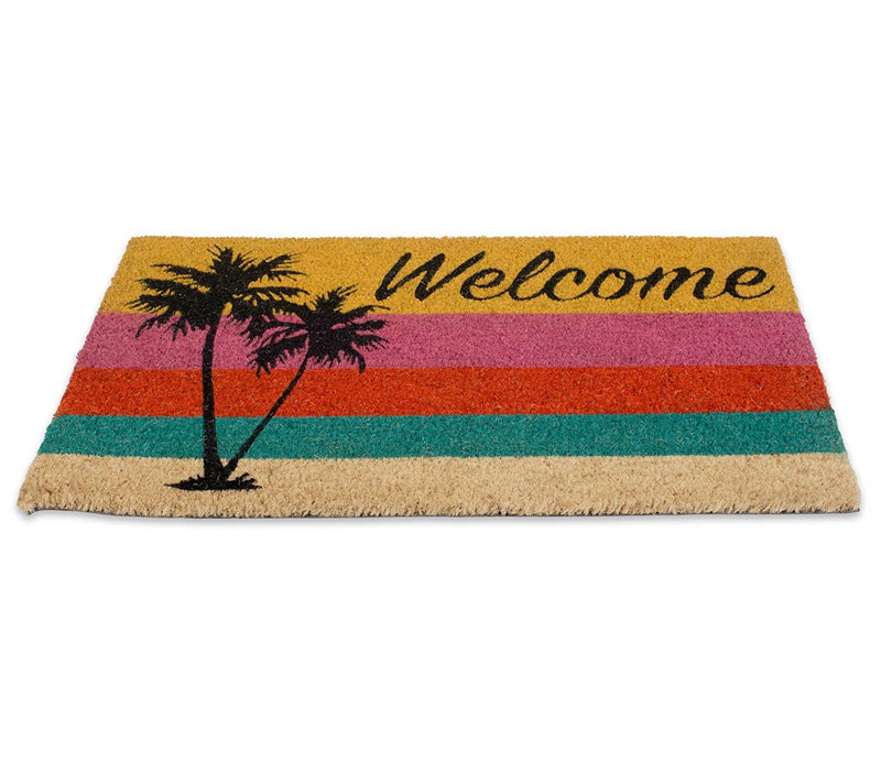 Welcome Palm Trees Natural Coir Doormat with Nonslip Back — View 4